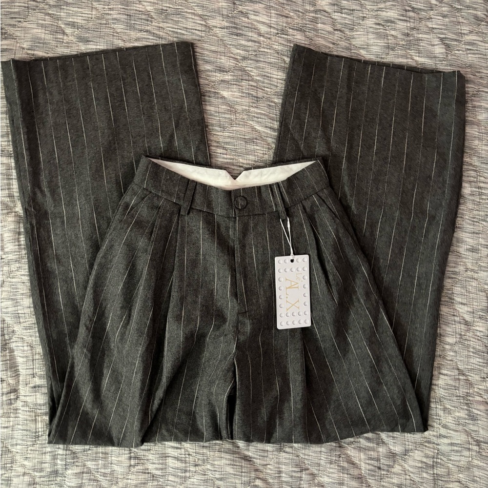 Le'AL.X Knit Wool Blend High Rise Flat Front Pleated Wide Leg Trousers Sz 0 NWT- - Picture 4 of 11
